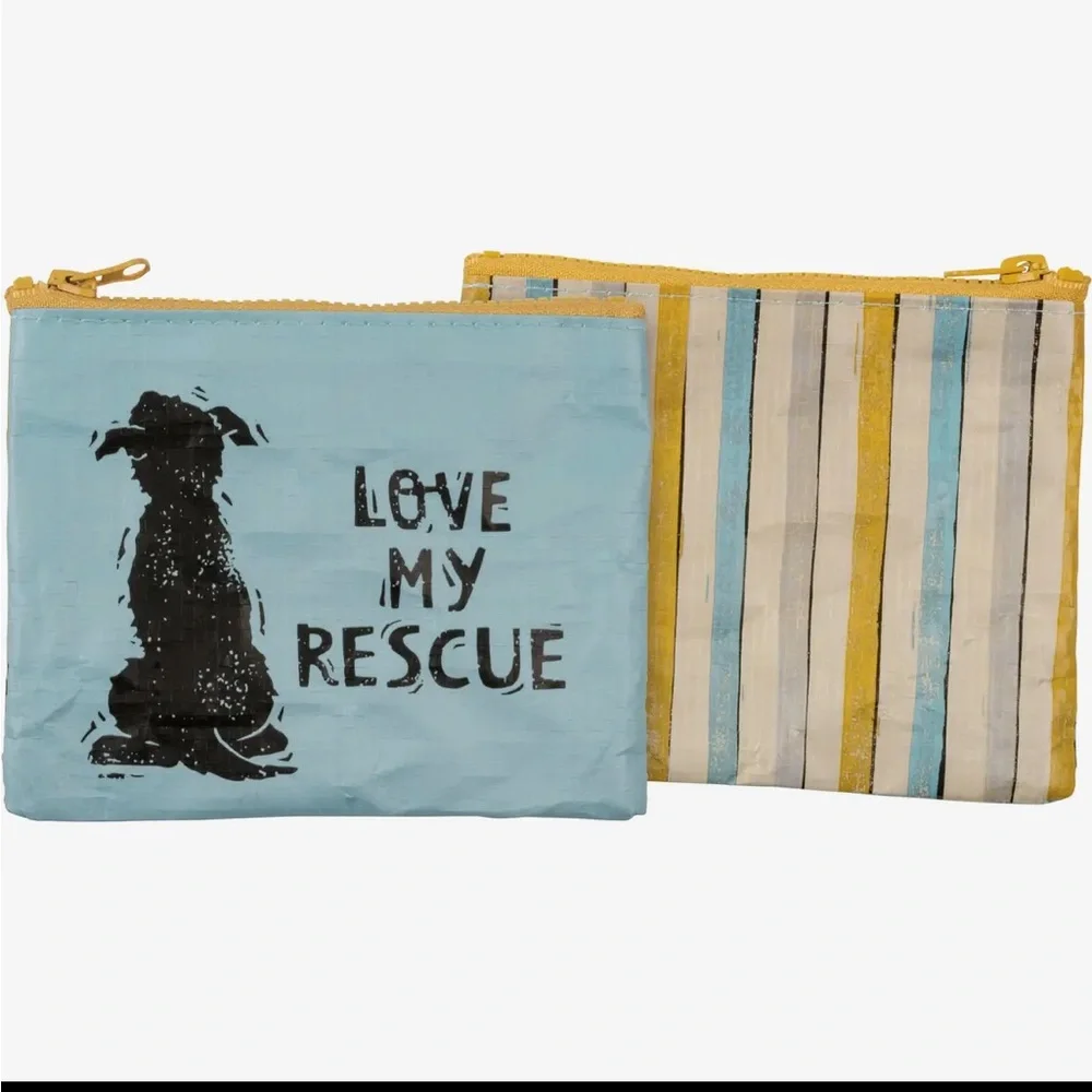 Love my Rescue ❤️‎ Blue and Yellow Zipper Pouche (front and back)
